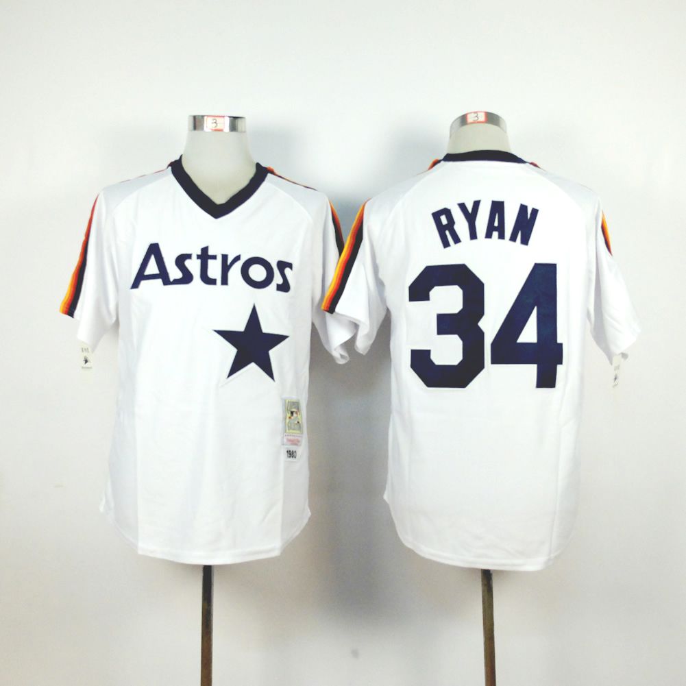 Men Houston Astros 34 Ryan White Throwback MLB Jerseys